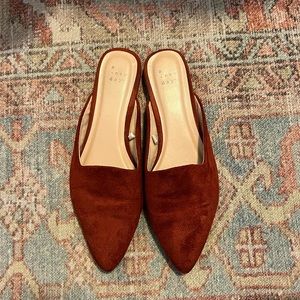A New Day Rust Suede Mules Size 8.5